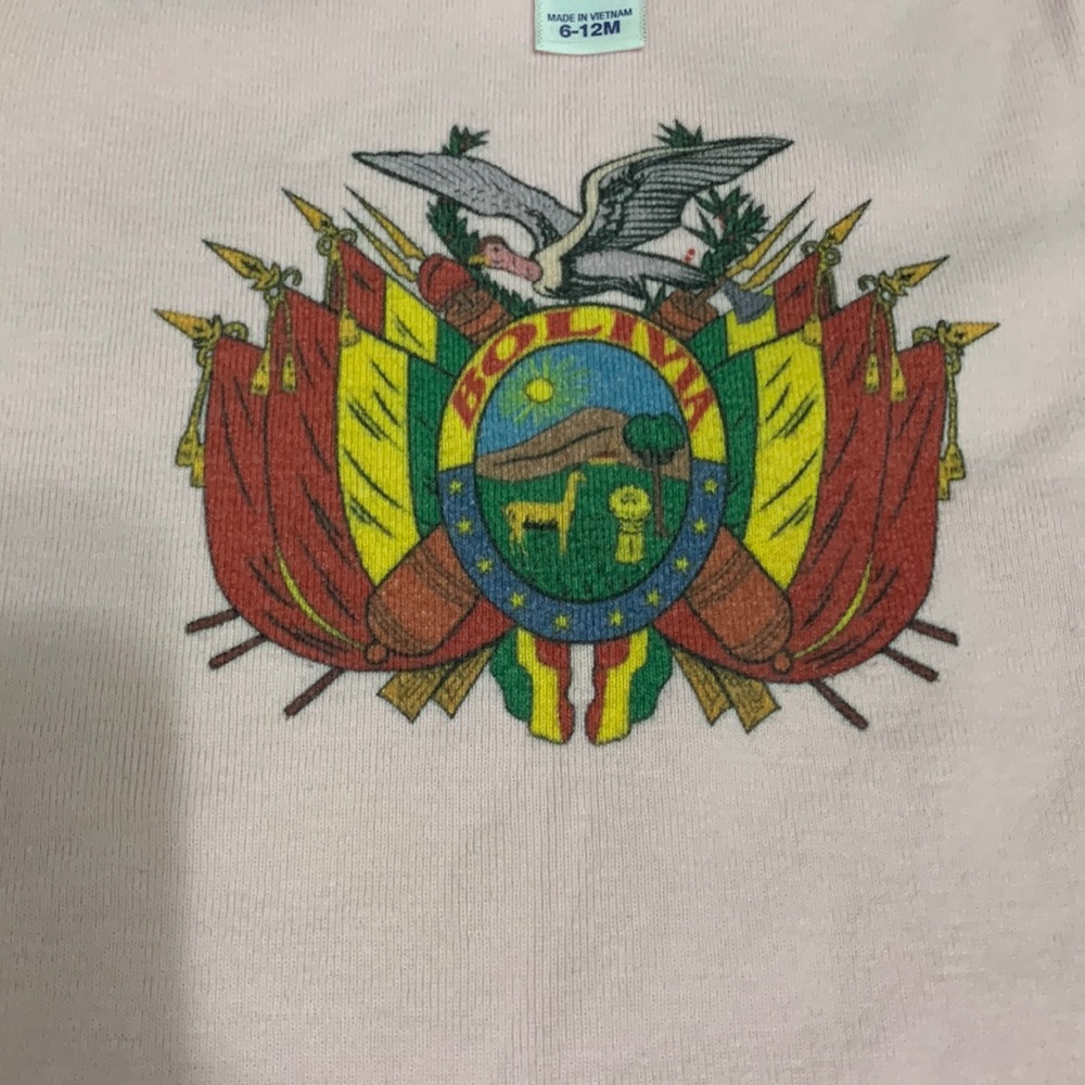 Bolivia baby girls onesie pink 6-12 months size country flag South America